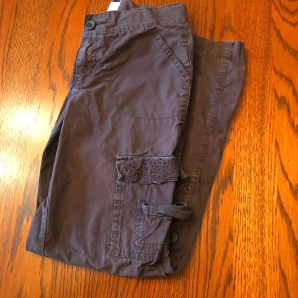 Old Navy Lace Trimmed 7-Pocket Pants 100% Cotton Adjustable Waist - Picture 1 of 3